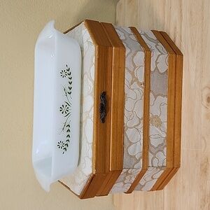 Vintage Pyrex Glasbake 427 Baking Dish Green Daisy Pattern